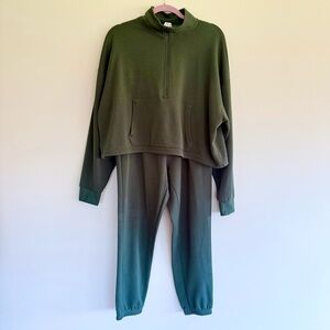 🍾90 Degree by Reflex Dark Green Softlite Scuba Sweatshirt Pant Set Size L